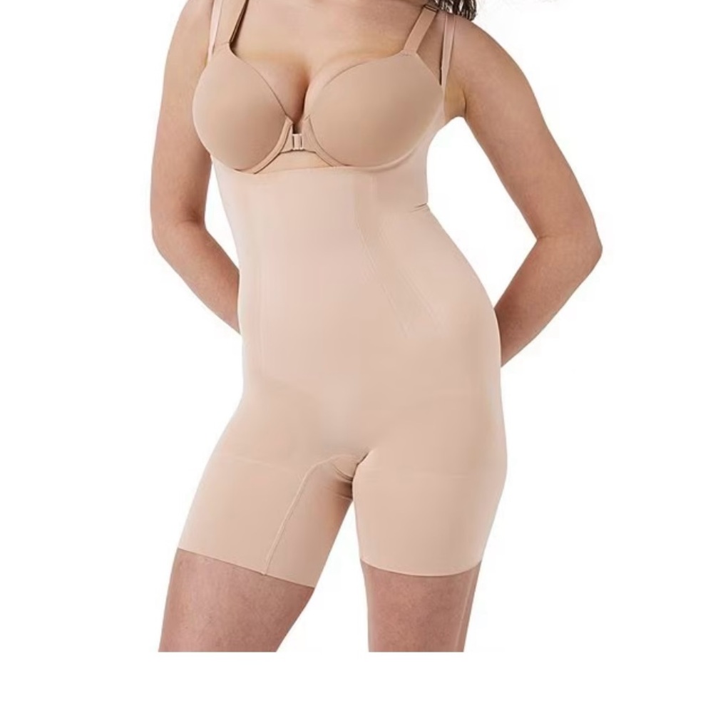 Spanx open bust on core mid thigh bodysuit